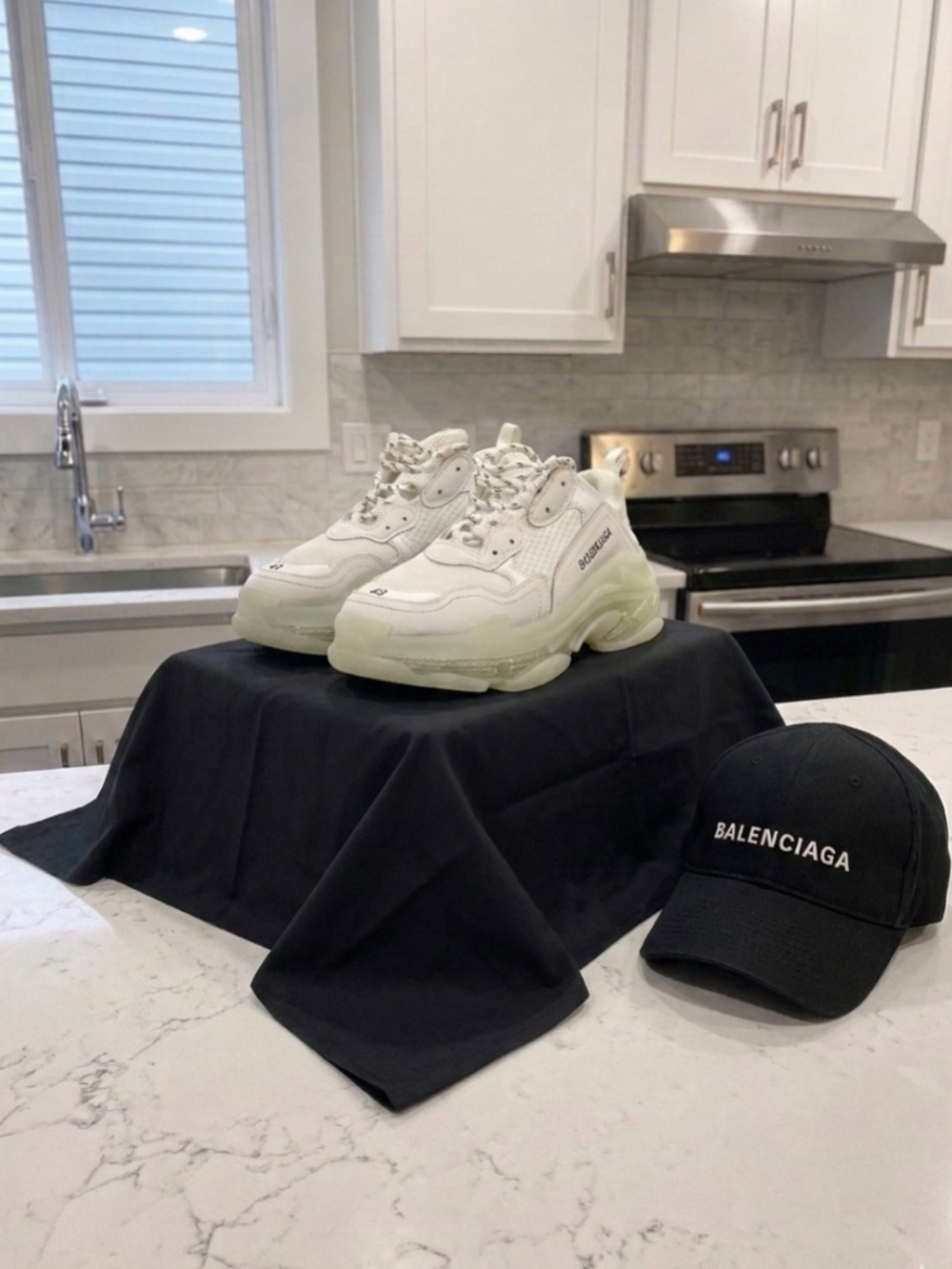 Balenciaga triple S sneakers with black cap